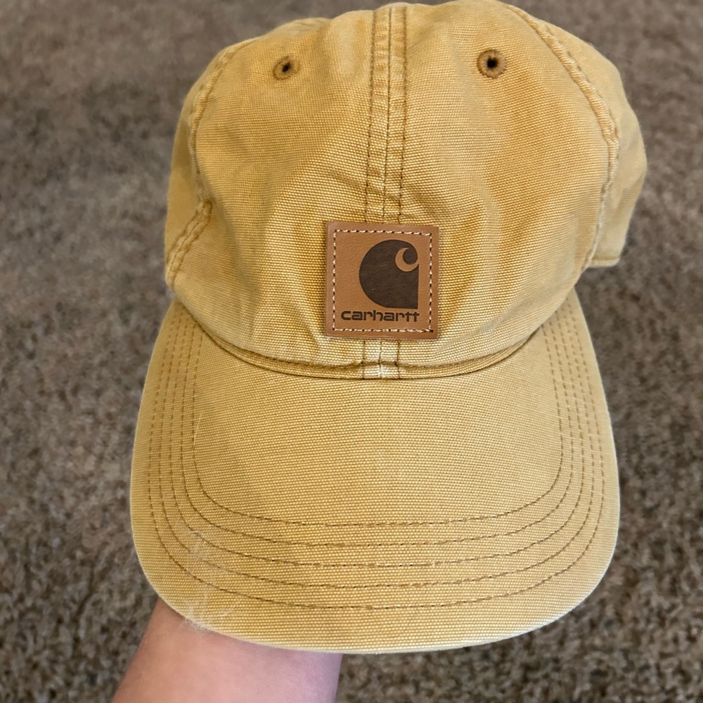 Carhartt Strapback Baseball Cap Brown One Size Adjustable Vented Holes Cotton